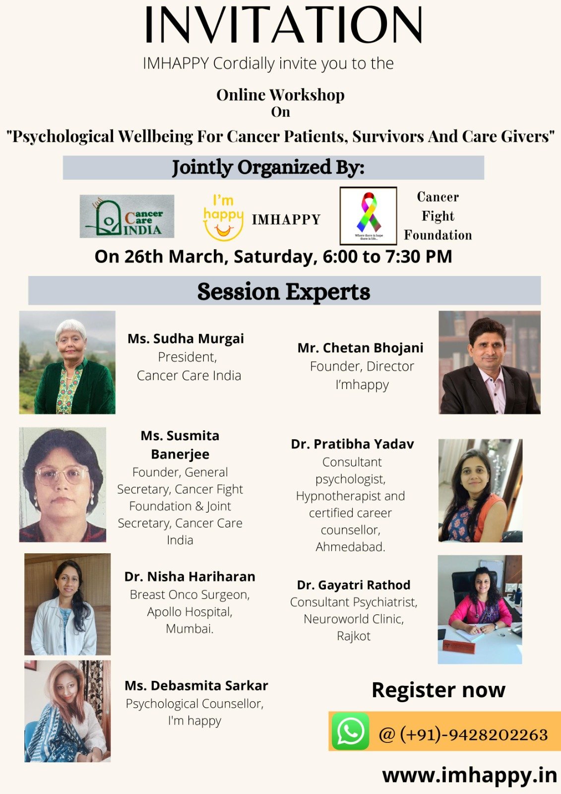 Psycholigicaal Wellbeing For Cancer Patients, Survivors And Care Givers"